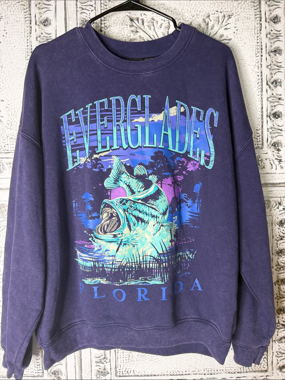 Everglades Florida Graphic Crewneck Sweatshirt - Purple Mad Engine